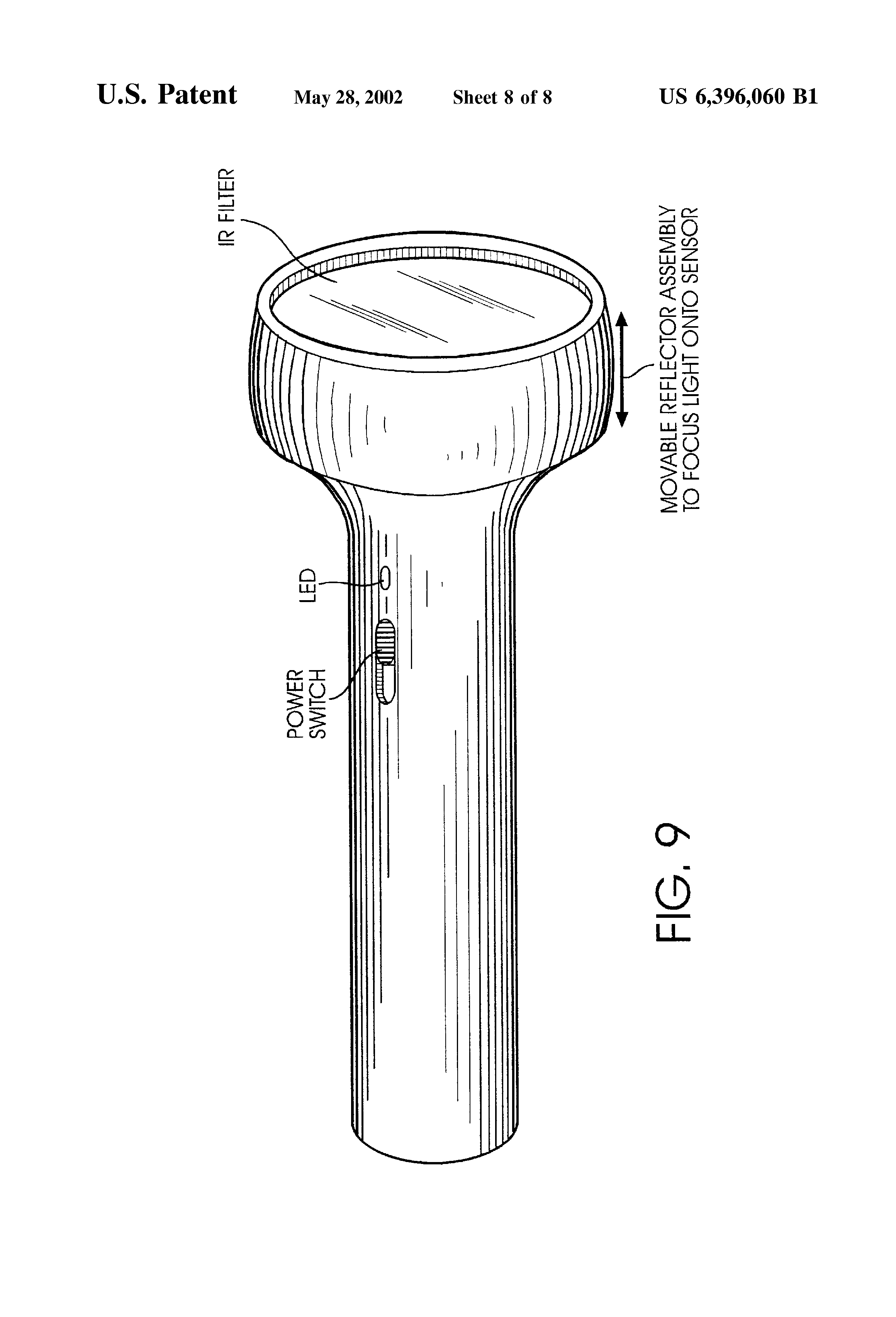 USPTO drawing, US 6,396,060 B1 — Perspective view of the physical device