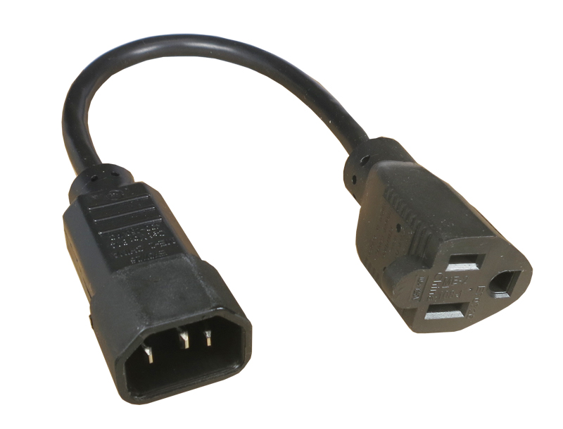 IEC C14 Male to NEMA 5-15R Power Adapter Cord