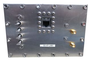 JRE Test D2-4T-LAN1 populated I/O plate rear view